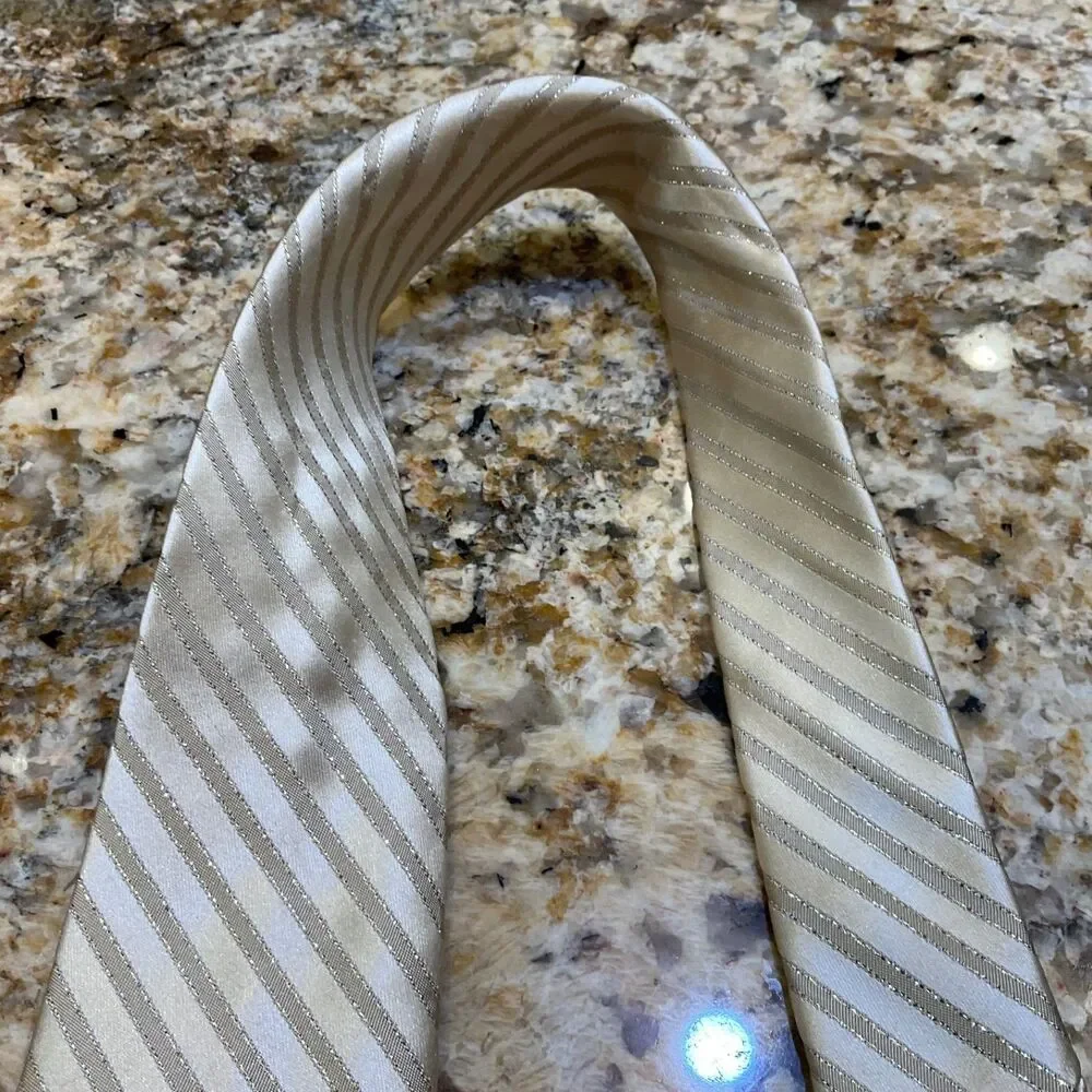 Stafford Signature Men's Long 61” Neck Tie gold sparkle 97% Silk Holiday tie